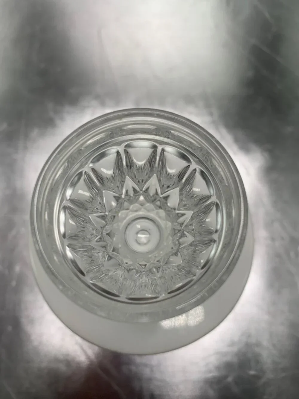 Vintage Crystal Decanter With Cup Stopper Mouthwash Shot Glass Elegant Starburst